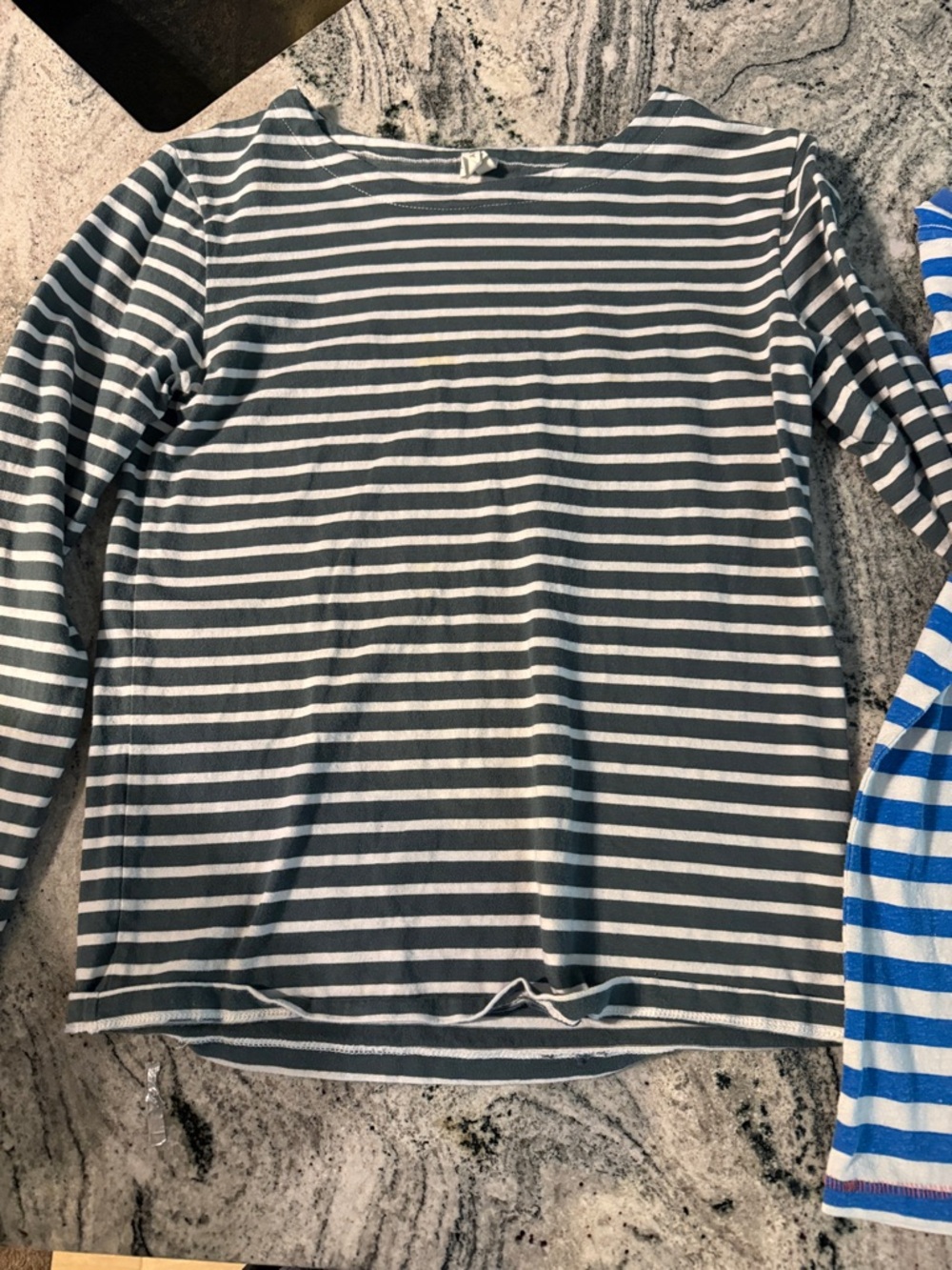 Striped Long Sleeve Kids Tee - Blue & Gray - Picture 3 of 6